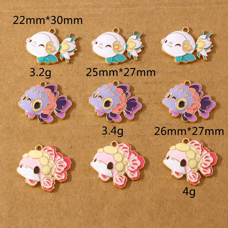 10 Stück süße Emaille-Goldfisch-Anhänger, Charms für Schmuckherstellung, Ohrringe, Halskette, DIY, Armband, Zubehör, Zubehör – Detail 5