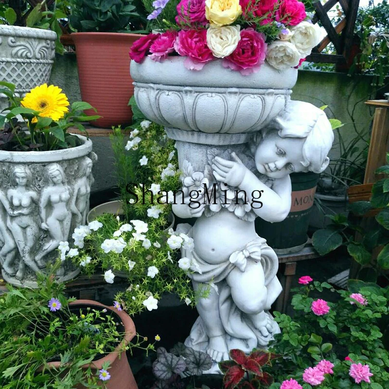 ZYH outdoor creative decoration succulent green dill relief little angel flower pot