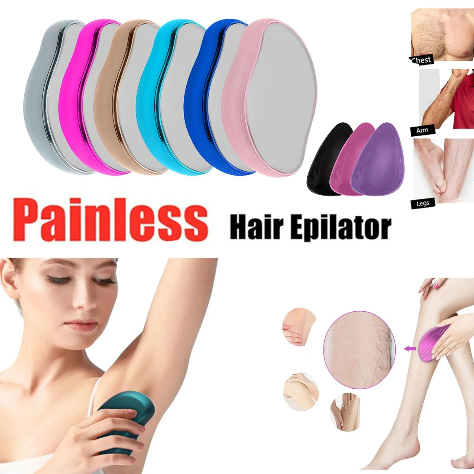 Physical Safe Hair Eraser Men Women Crystal Remover Painless Epilator Easy Cleaning Reusable Body Care Depilation Tool