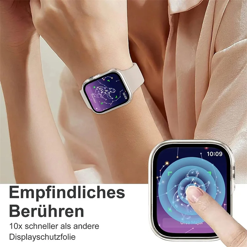 Vidrio templado y funda para Apple Watch, accesorios de 45mm, 41mm, 44mm, 40-42mm, Protector de pantalla, funda para reloj inteligente Serie 9, 8,