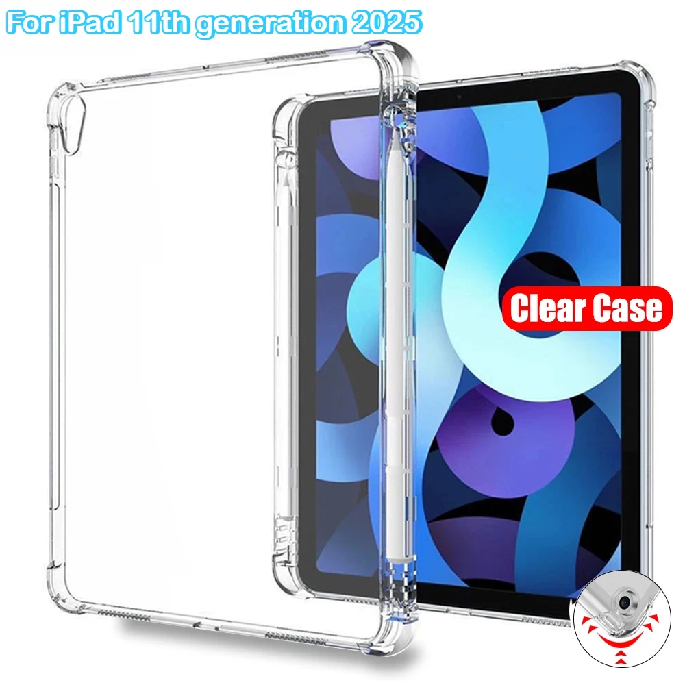 

LRM Clear Tablet Case for Apple IPad 11th 10th 9th Generation 2025 Pro 11 12.9 Mini 7 6 Air 7 6 5 with Pencil Holder TPU Cover