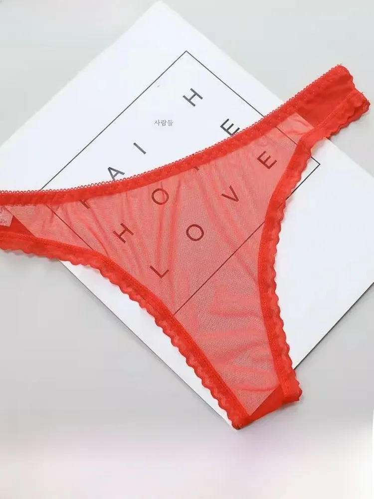 Summer Fully Transparent Thong Women Sexy Hot Temptation Flirting Bed Passion Teasing Sexy Low Waist Thin Mesh