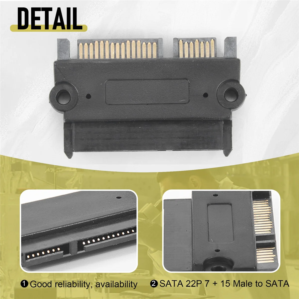 Adaptador conversor SATA 22P 7 + 15 macho para SATA 22 pinos fêmea