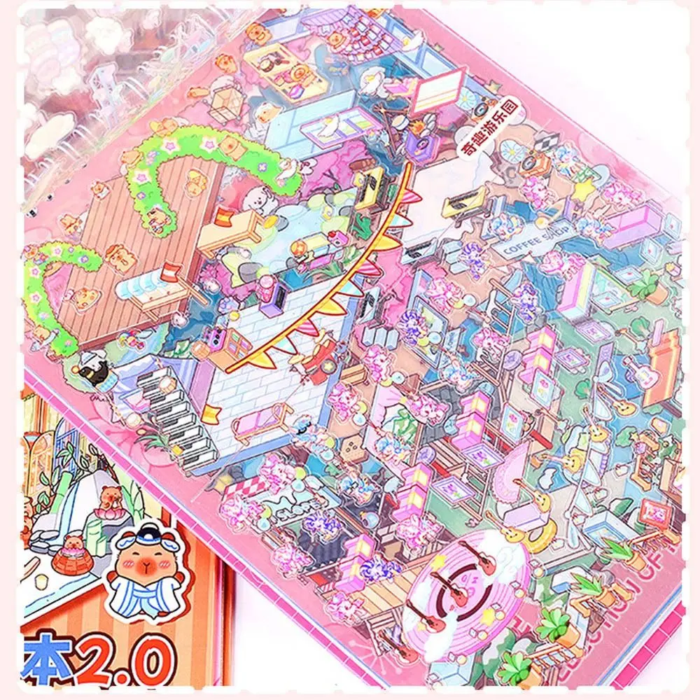 

Новая миниатюрная коллекция сцен для домашних животных, мультяшная визуальная штабелировка, пейзажная наклейка, книга, сделай сам, 3D 3D карманная кабина, наклейки сцены для детей