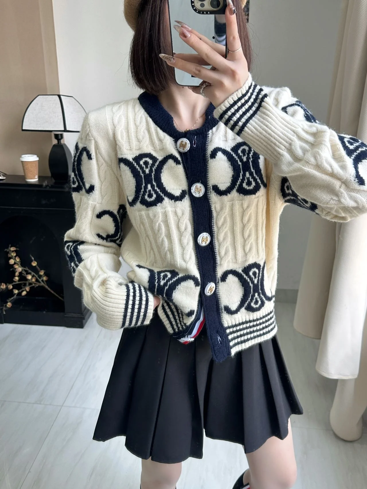 

Осенне-зимний вязаный приталенный длинный светящийся круглый свитер Ne, кардиган Ce с вышивкой букв, цвет Blo ort Sle, теплый, Ou...