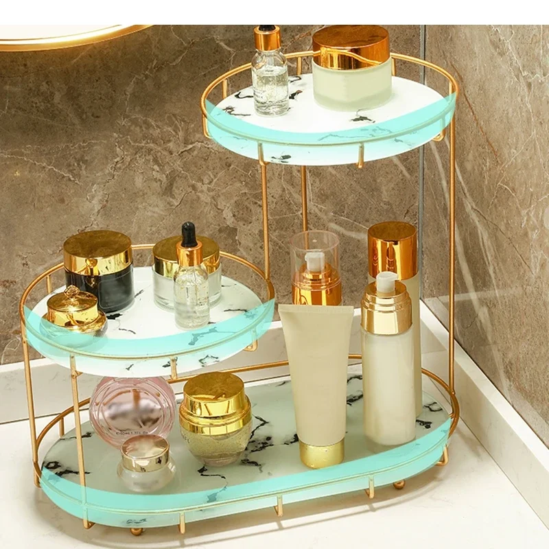 Glass Storage Racks Metal Brackets Home Multi Layer Cosmetics Jewelry Bathroom Shelves Household Items