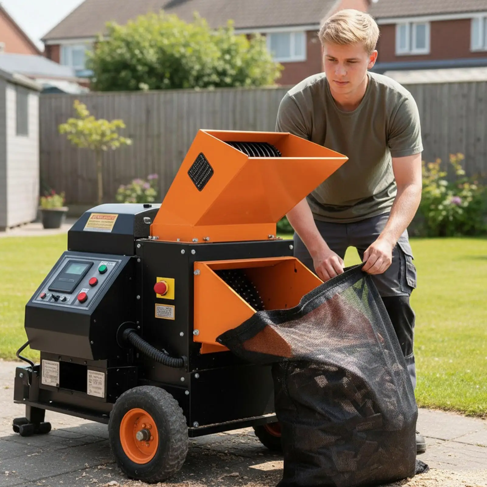 Wood Chipper Shredder Bag Mesh Holder Tote 48.43x23.62 Inches Mulcher Shredder Collection Bag For Outdoor Backyard Garden Lawn