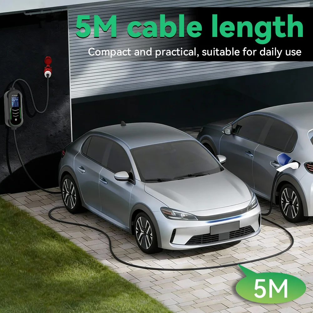 IPENGEN 11KW Ładowarka EV Typu 2 Przenośna z Kablem 5M, Regulowany Prąd 8-16A, 16A 3-fazowa, Ładowanie Opóźnione, Skrzynka Ładująca EVSE, IEC 62196-2 — zdjęcie produktu 4