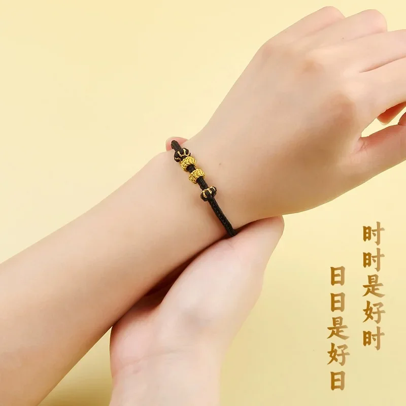 Year of Birth DIY Handmade Red Rope Hand Strap Female Male Semi-Finished Products Wearable Gold Lucky Beads Bracelet for Childre