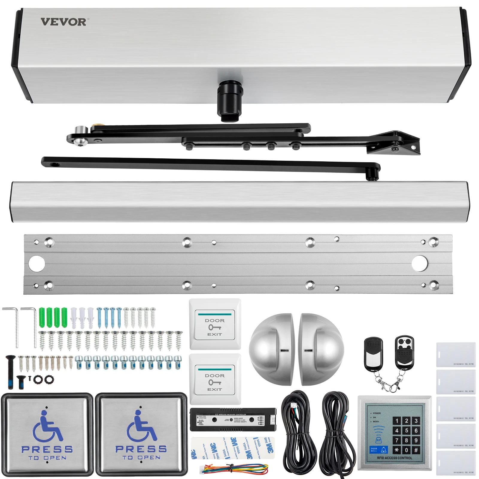 SucceBuy Automatic Door Opener 100-240V for Max 220lbs Doors, Swing Door Operator for Disabilities for Office School Hospital