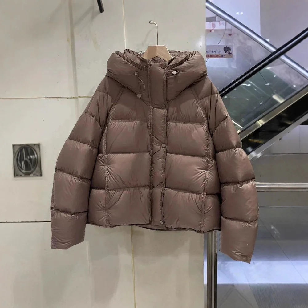 여성용 겨울 후드 코튼 코트 2025 신상 단색 긴 소매 따뜻한 패딩 재킷 여성 출퇴근용 퀼팅 의류