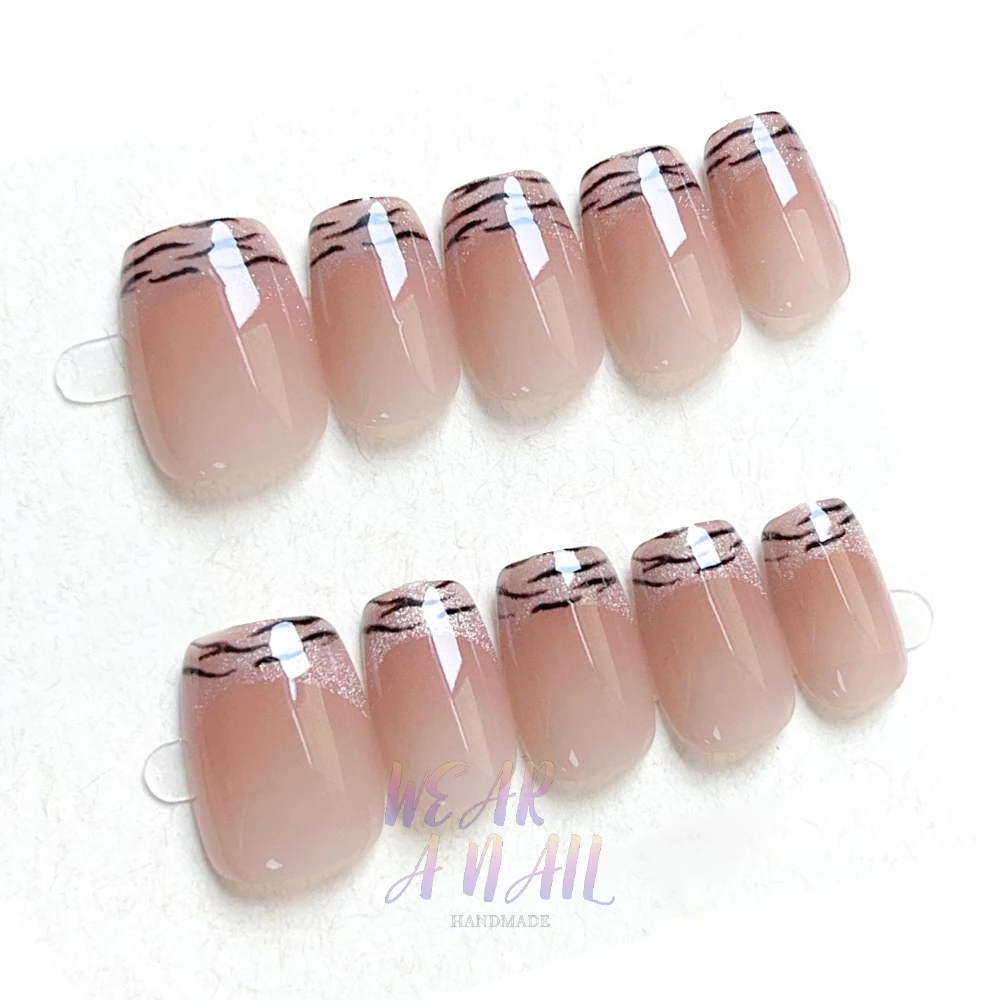 10pcs Handmade Sweet y2k Press on Nails Cat Eye Cute Design Short Kapibala Decor Fake Nail Wearable Full Cover False Nail Tips