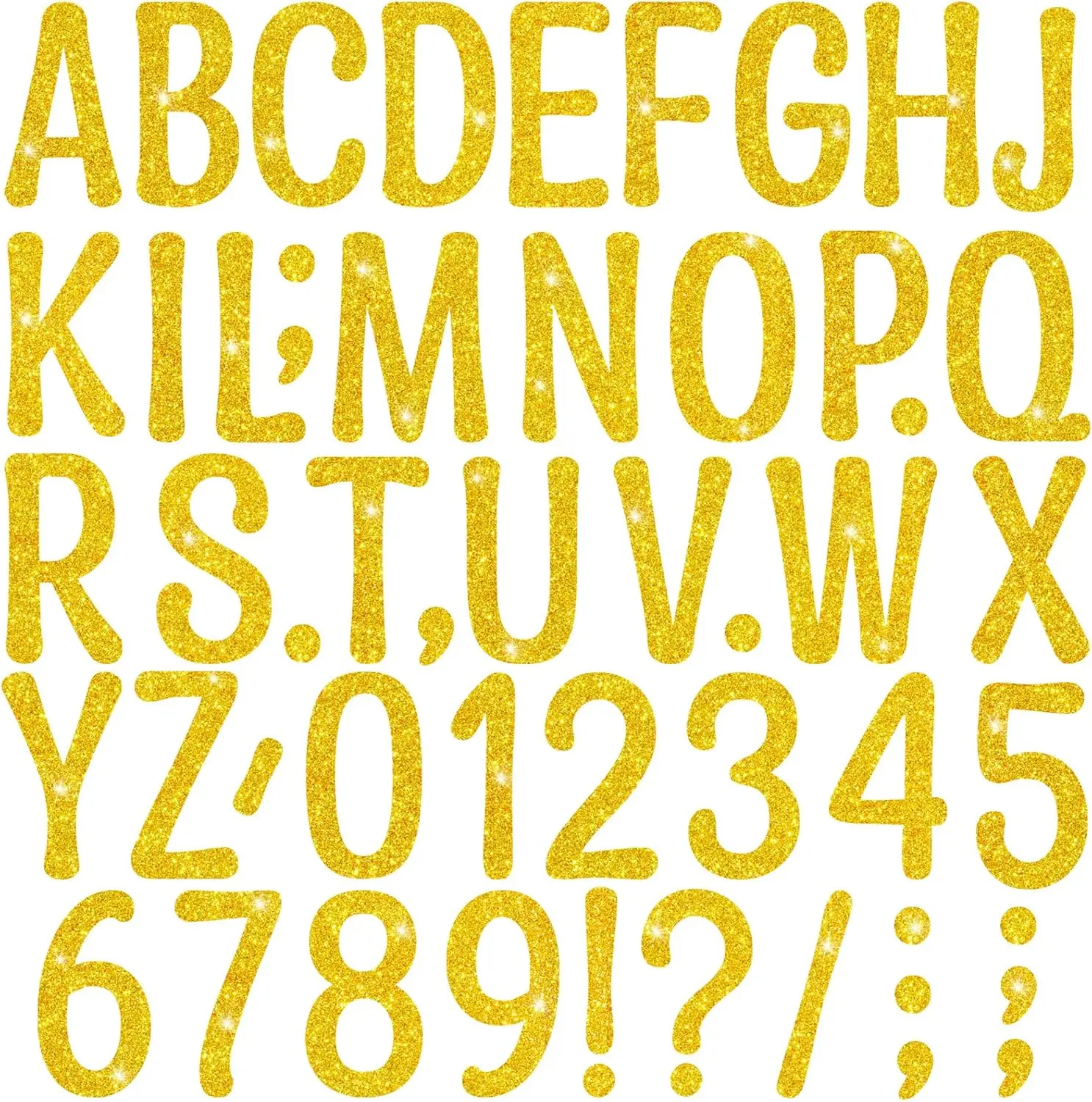 20 Sheets 264Pcs Glitter Gold Alphabet Number Stickers, 4 Inch Large Self‑Adhesive Bulletin Board Letters for DIY Projects