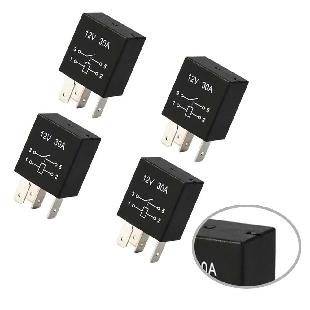 4 Pin Relay 12V 30A Relay Automotive Circuits Material Easy To Use Electrical Insulation High Amperage Load 4 Pin