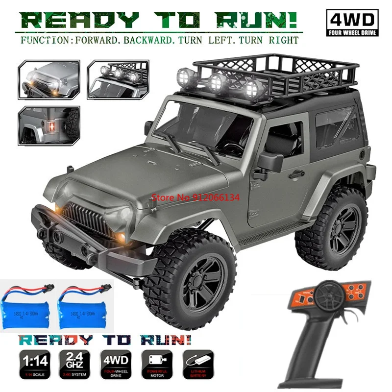 1:14 Full Scale 4WD RC Military Truck Climbing Vehicle 2.4G LED Lighting  High Speed All Terrain Off-Road Control Truck Model