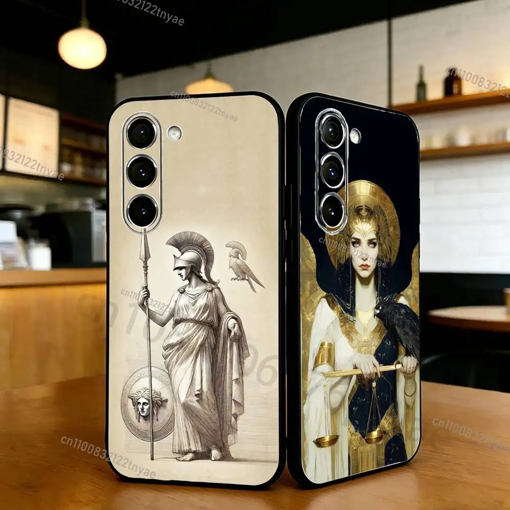 

Abstract Greek Mythology Athena Phone Case For Samsung S20,21,22,23,24,25,26 plus,ultra Lite Black Silicone Cover