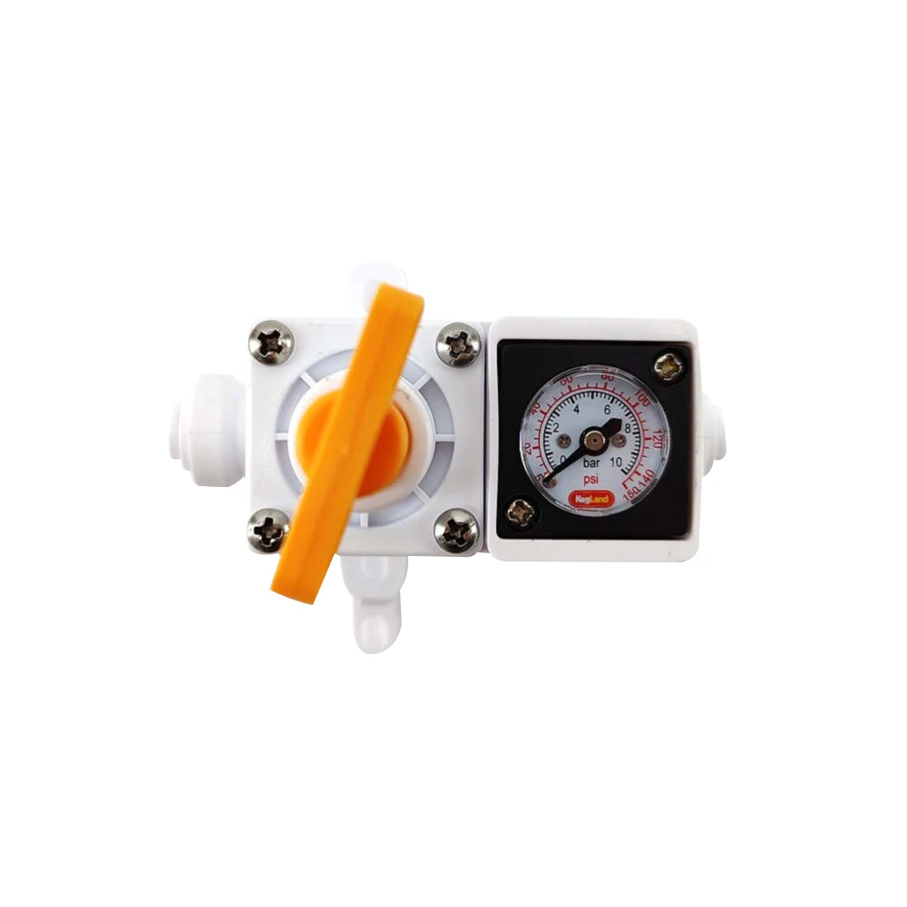 Kegland duotight Inline In Line Regulator - With integrated gauge for water or gas - 6.35mm (1/4\