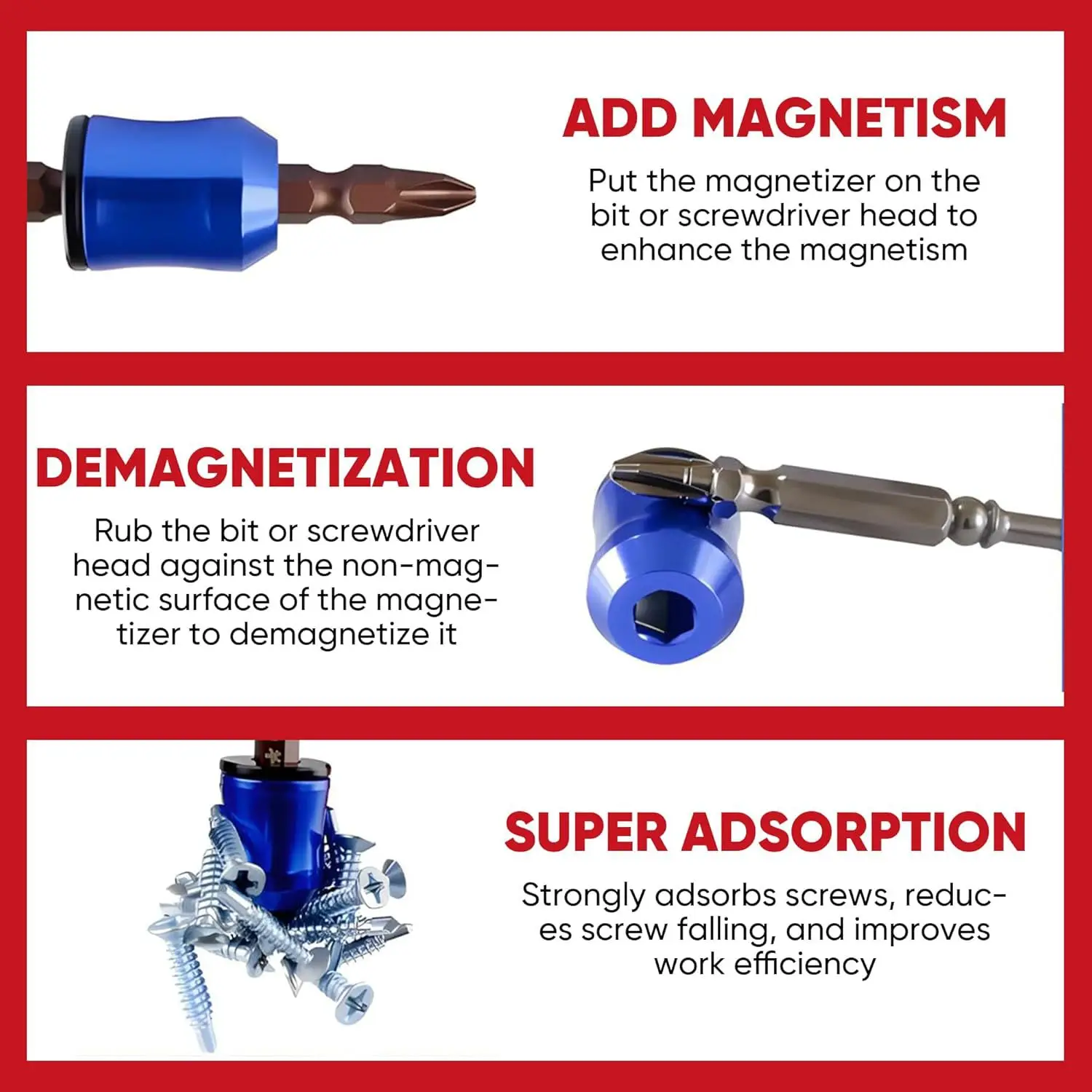 Rafford Magnetic Ring Alloy Screwdriver Bit Anti-corrosion Strong Magnetizer Removable Part Adapter Screw Driver Power Tool