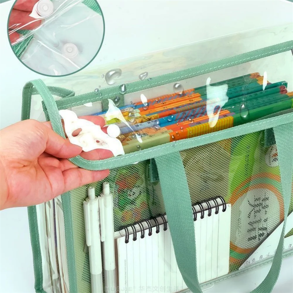 

student Large Capacity File Documents Organizer Portable School Stationery Pouch Bag Transparent Waterproof Bag Office File Bag