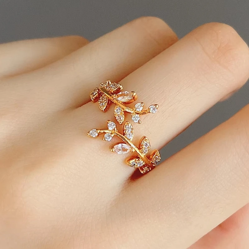 Creative Leaf Branch Shape Rings for Woman Open Adjustable Ring Finger Luxury Wedding Party Girl's Jewelry Anillos Кольцо