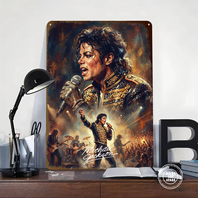 Michael Jackson Performing Live 3D Texture Printed Poster Custom Vintage Metal Tin Plate Sign for Wall Art Room Decoration Items