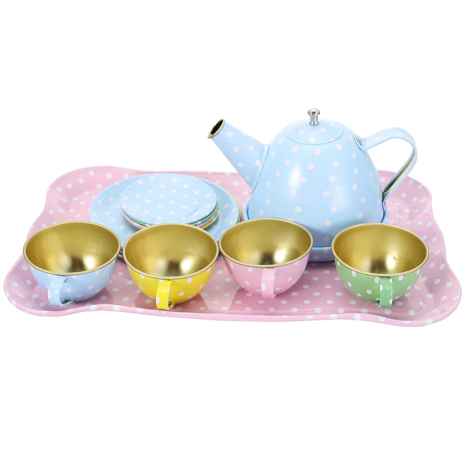 Simulation Tea Set Toy Tableware Kid Toys Mini Kids Party Playset Model Kit Tinplate Children's