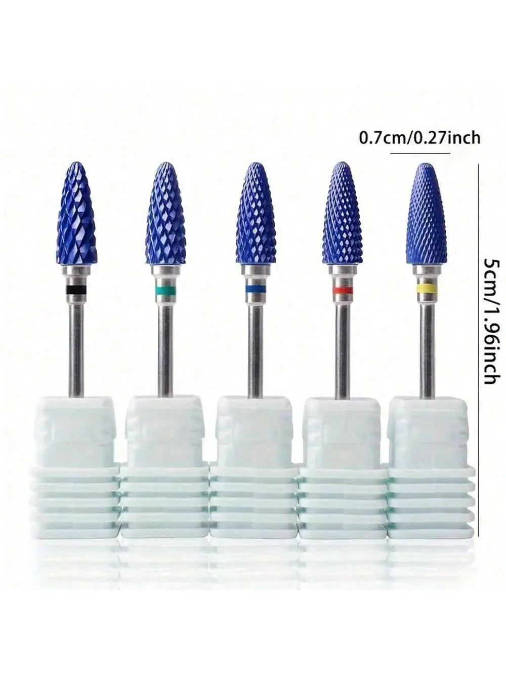 1 or 5pcs/set Blue Tungsten Carbide Burrs for Nail Art, Nano Coating, Nail Art Drill Bit, Metal Bits, Manicure Tools Accessories