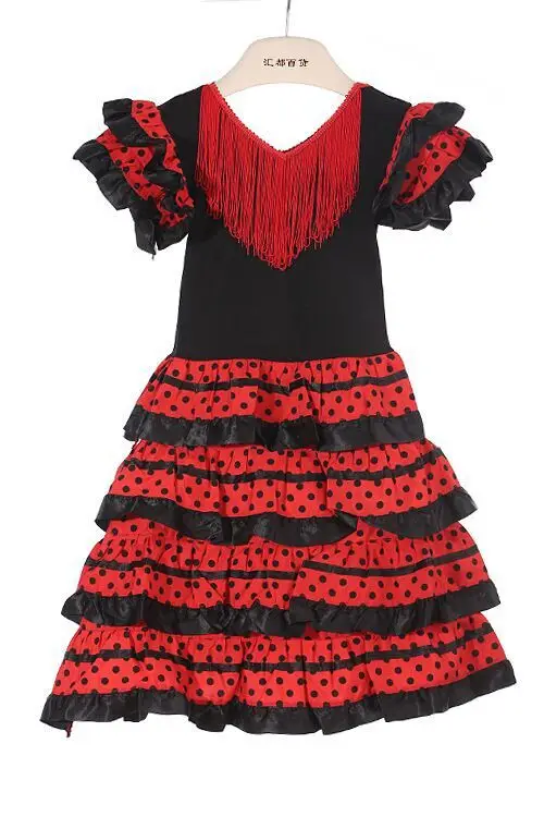 Spanish Dance Skirt Flamenco Dance Skirt Ballet Children's Performance Dress Girls' T-Stage and Stage Performance Skirt