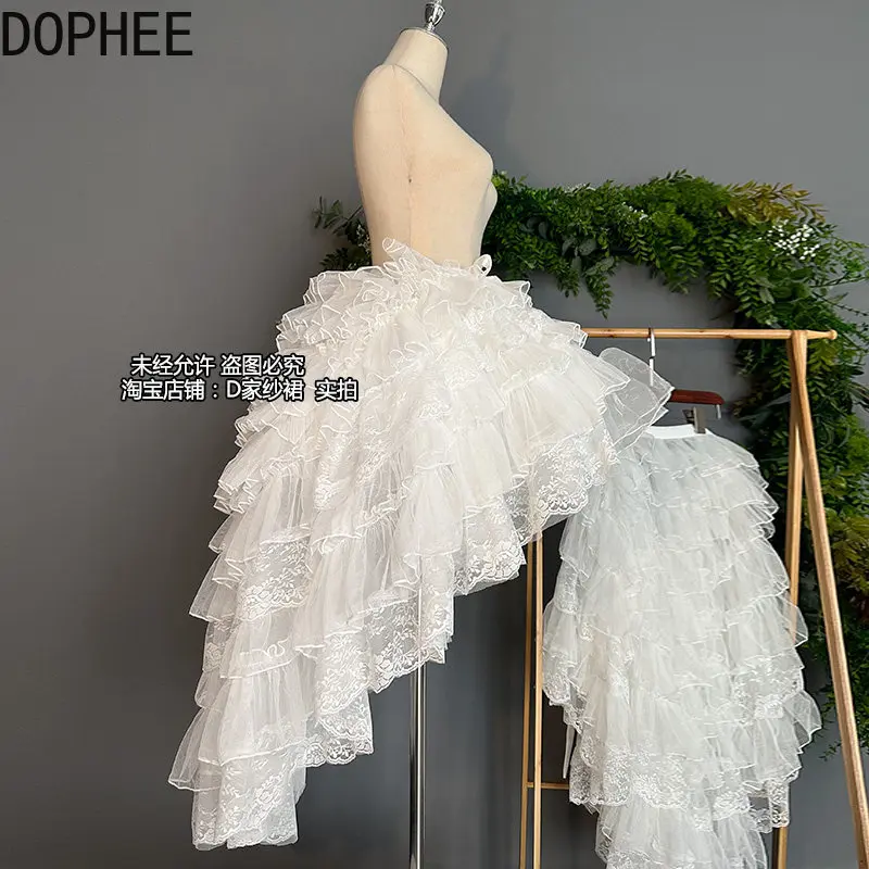 Original Japanese Lolita Jsk Petticoat Lace-up All-match Puffy Skirt Asymmetry Short Front Long Back Princess Trailing Skirts