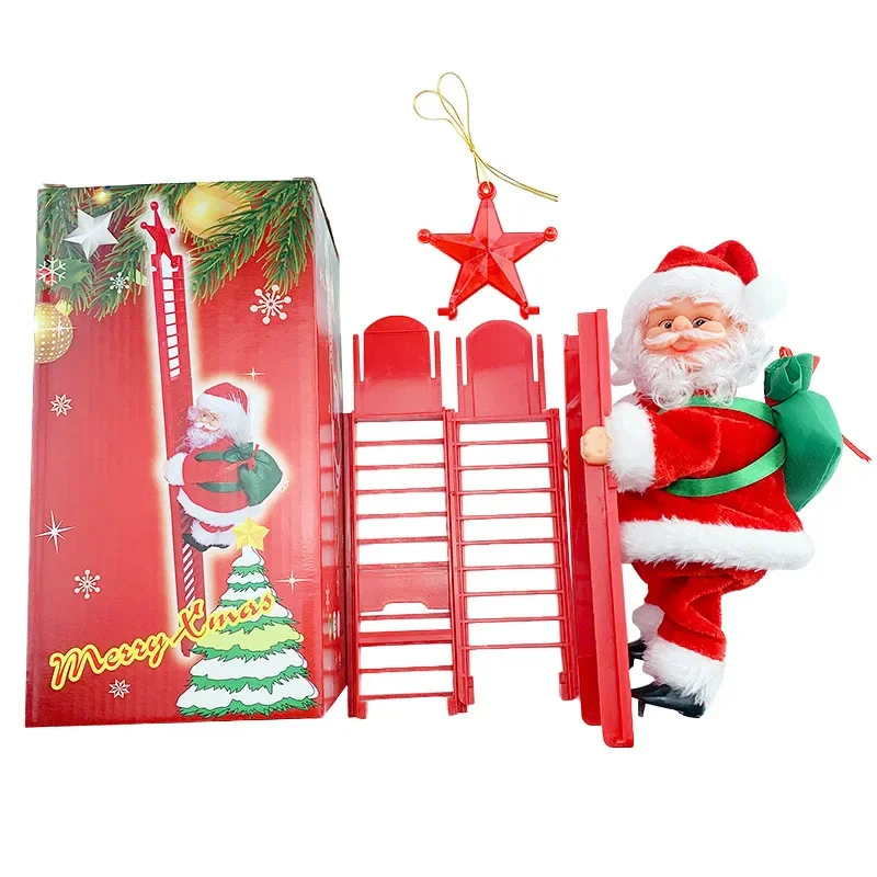 Electric Christmas Grandfather Toy Climbing Curtain Christmas Grandfather With Light Climbing Stairs Christmas Grandfather Red S