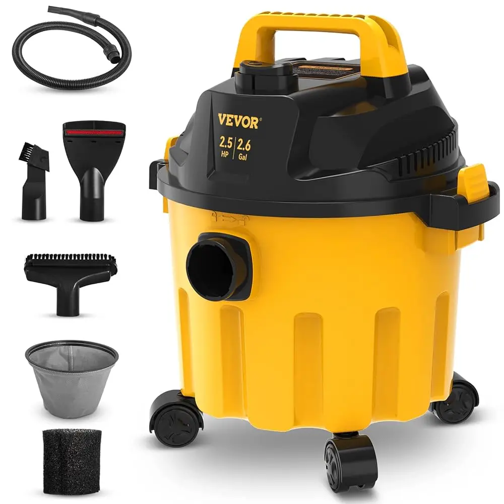 

Wet Dry Vac, 2.6 Gallon, 2.5 Peak , 3 In 1 Shop Vacuum With Blowing Function, Portable With Attachments To Clean Floor,