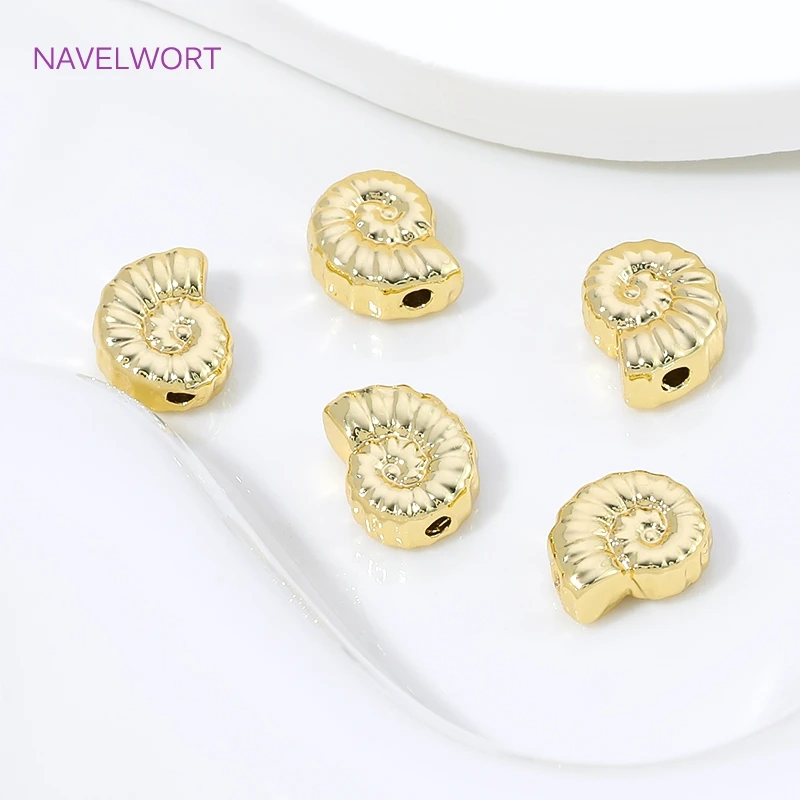14K Gold Plated Brass Conch Spacer Beads For Jewelry,Separators For Beads,Jewelry Fittings,DIY Bracelet Making Accessories view 5