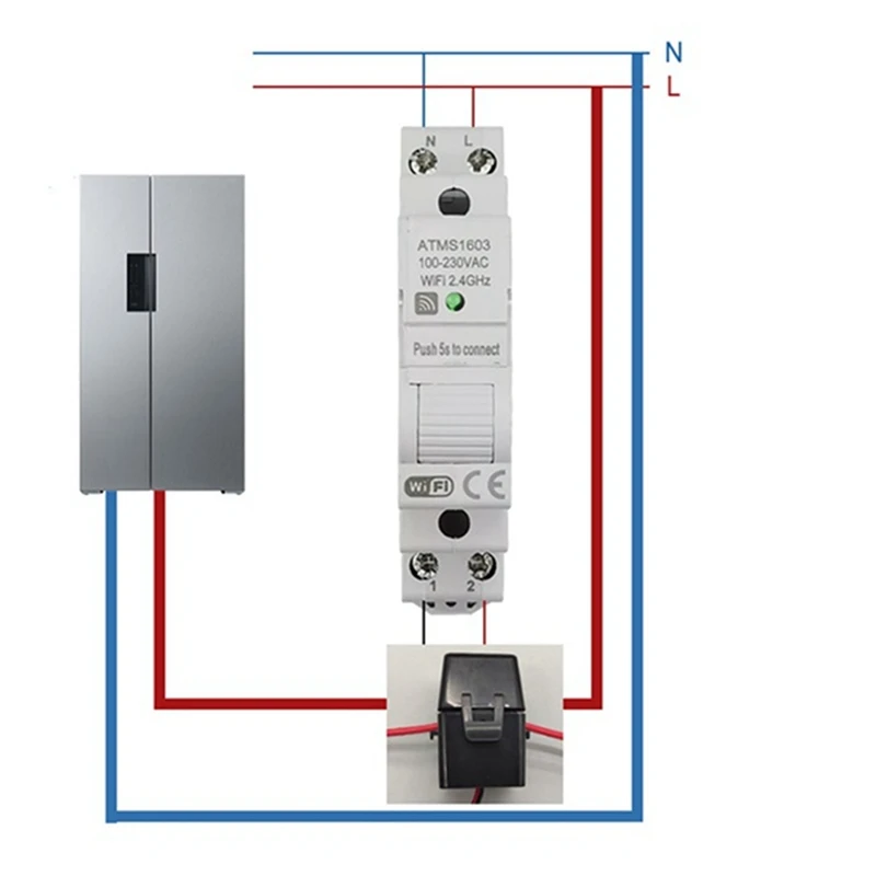 2X Tuya Smart Wifi Electricity KWH Meter Din Rail Single Phase AC 110V 230V CT AC Meter App Real Time Monitor(50A)