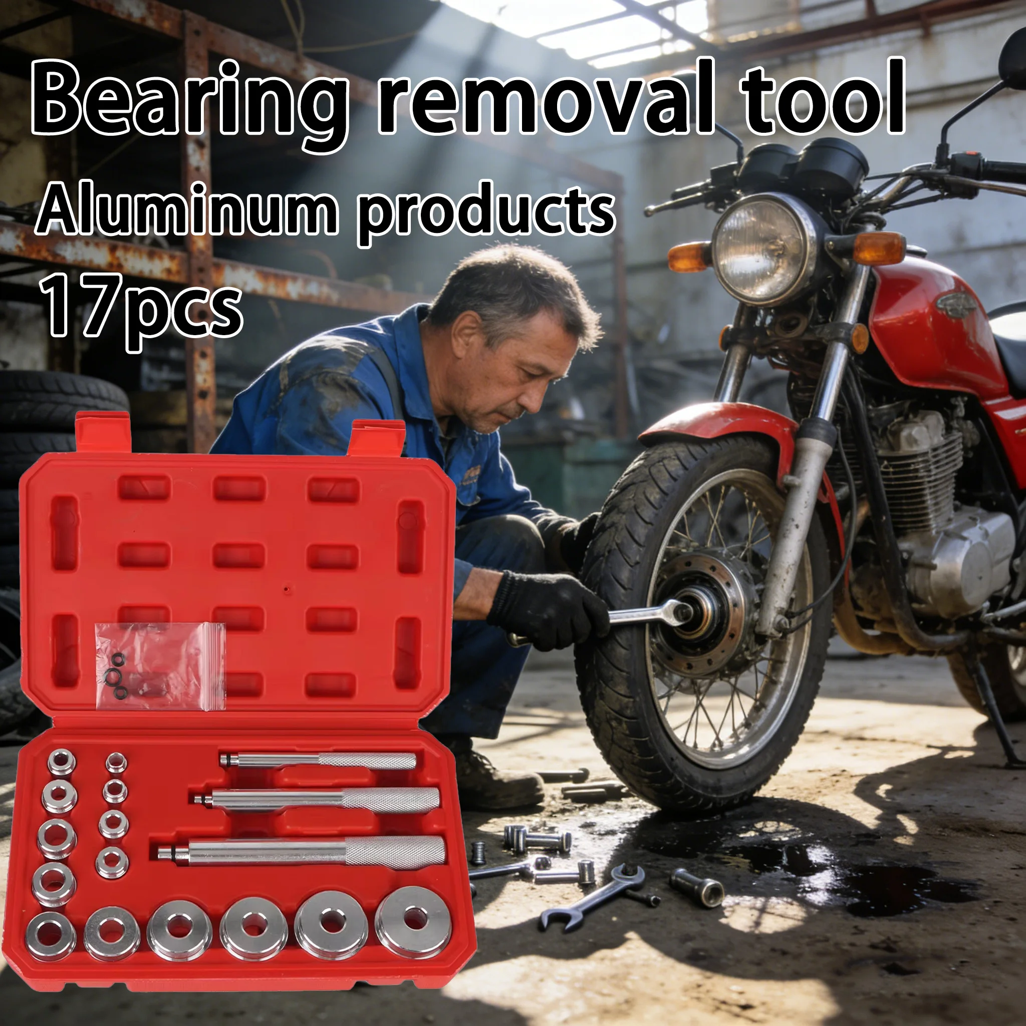 

Repair Kit Bearing Disassembly Tool Seal Driver Installer 17 Pcs/Set Remover Automotive Tools Aluminum wheel bearing kit