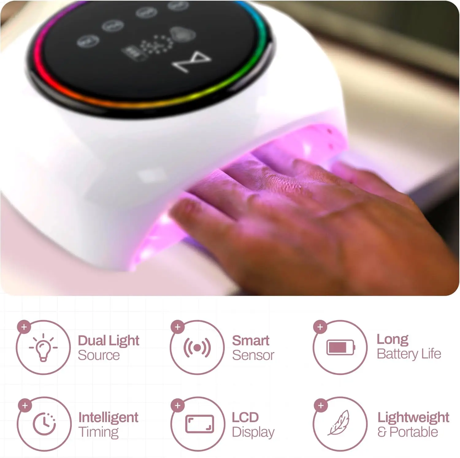 HaloLite LED-spijkerlamp 98 W, 32 LED's, draadloos oplaadbaar, snel uithardend, draagbare UV/LED-geldroger (zwart)