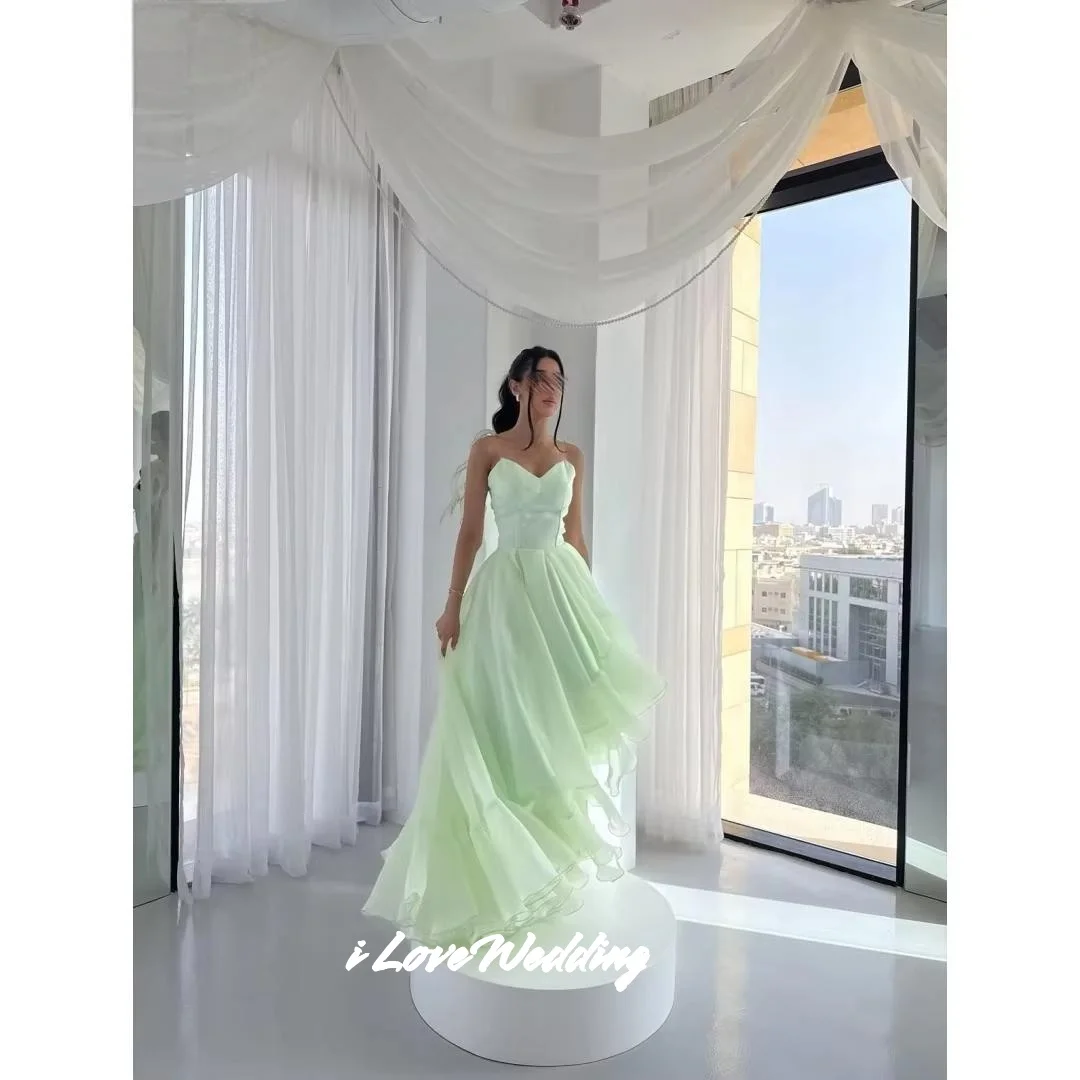 

Green V-Neck Evening Dresses 2025 Sleeveless Backless A-Line Pleated High-Low Length Floor-Length Wedding Party Dress Customized
