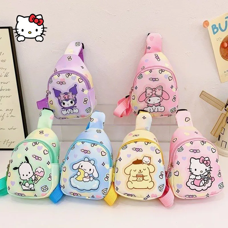 

Cartoon Sanrios Shoulder Bags Kittys Children's Chest Bags Melody Kuromi Cinnamoroll Casual Messenger Pouch Cute Kids Backpack
