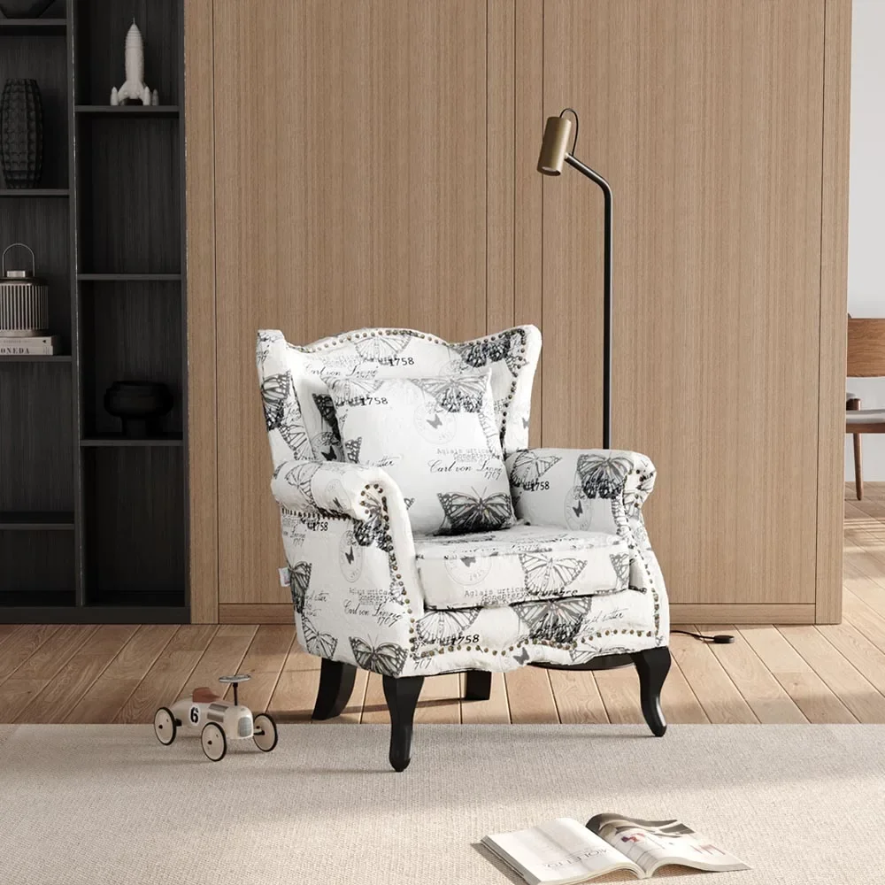 

Customizable Wingback Studded Armchair for Study and Living Room Makeup Room