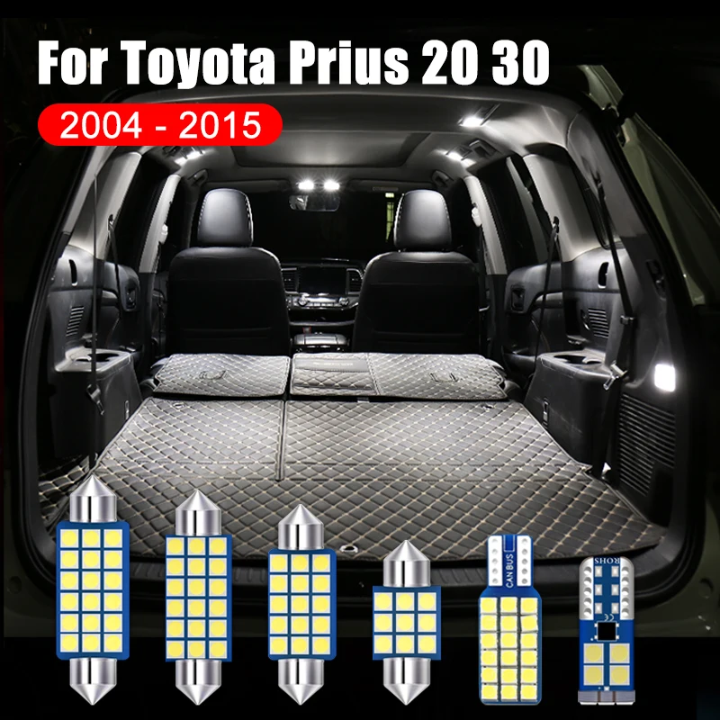 

For Toyota Prius 20 30 XW20 XW30 2004-2014 2015 11PCS Car Dome Reading Map Lights Step Trunk Lamp License Plate Bulb Accessories