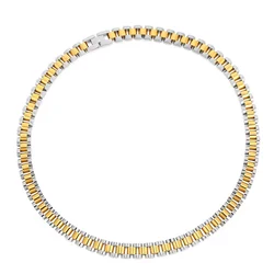 Fongten 10mm Watch Strap Chain Necklace For Men Stainless Steel Necklace Handmade Choker Male Classic Gold Silver Color Jewelry