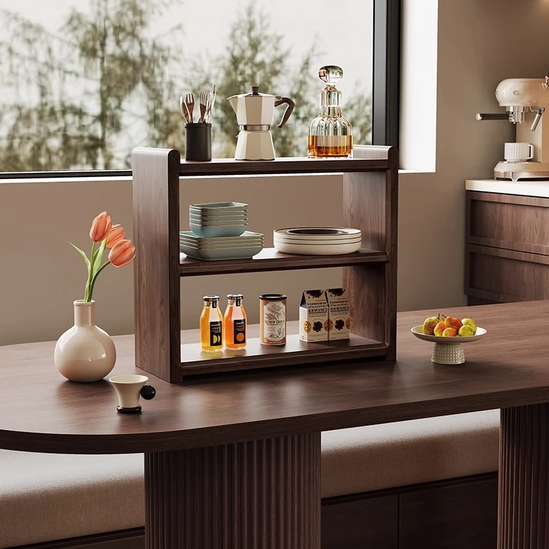 

Desktop desk shelf Black walnut desk storage Solid wood bookshelf Multi-layer office storage rack