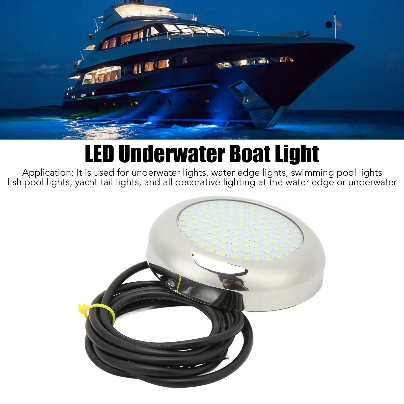 4in 108LED Underwater Light 12V IP68 Waterproof 135° Luminous Angle Underwater Boat Lamp for Marine Boat Underwater Light