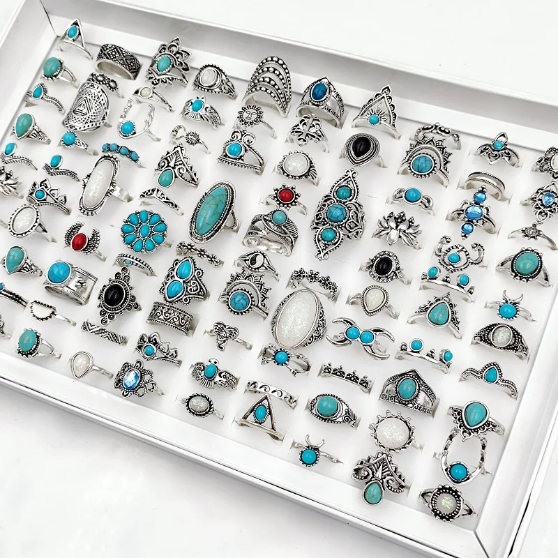 1/5/10/20/30/50pcs Bohemia Rings for Women Men Vintage Silve