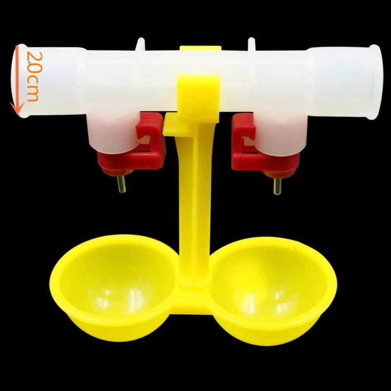 1 Set Chicken Coop Double Outlet Drinking Hanging Chickens Cups Nipple Drinker Poultry Farm Feeding Supplies Bird Drinkers