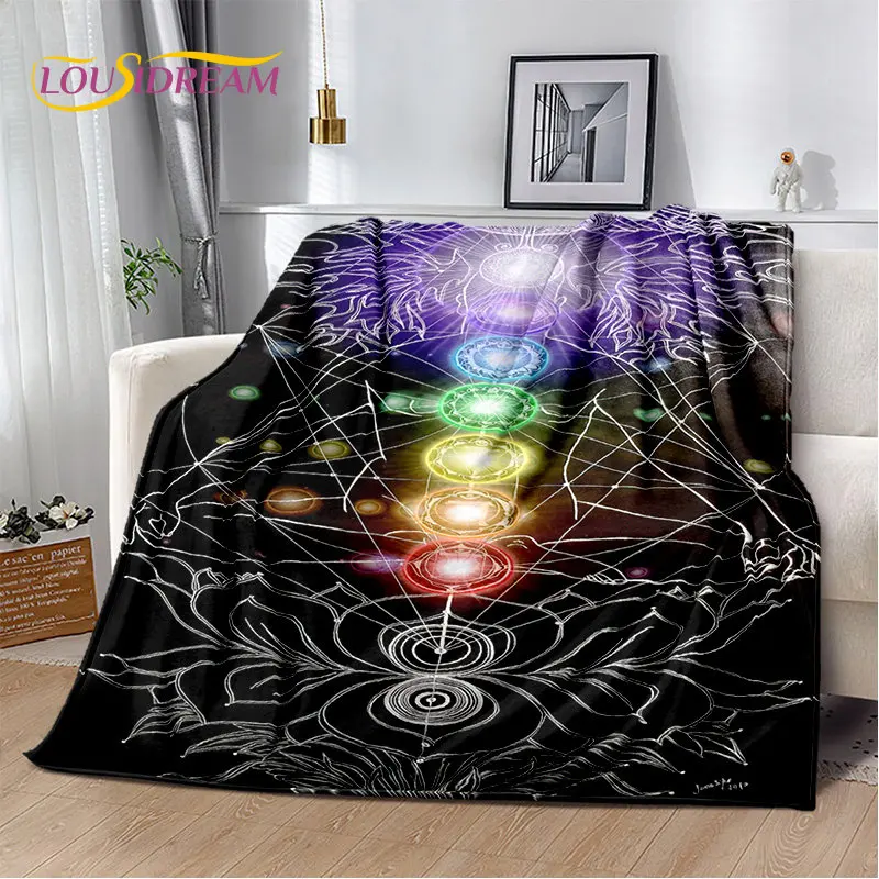 Rainbow 7 Chakra Mandala Bohemia Soft Plush Blanket,Flannel Blanket Throw Blanket for Living Room Bedroom Bed Sofa Picnic Cover