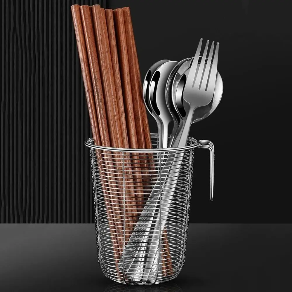 

Drainable Chopsticks Tube Tableware Organizer Hanging Spoon Fork Cage Rack Stainless Steel Wall Mounted