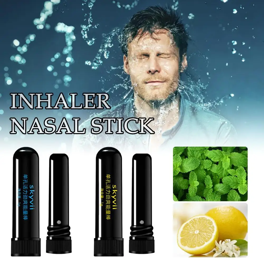 Mint Lemon Inhaler Nasal Stick Natural Herbal Aromatherapy Inhaler Health Breathe Tubes Portable Stick Oils With Cooling Ca D6K8