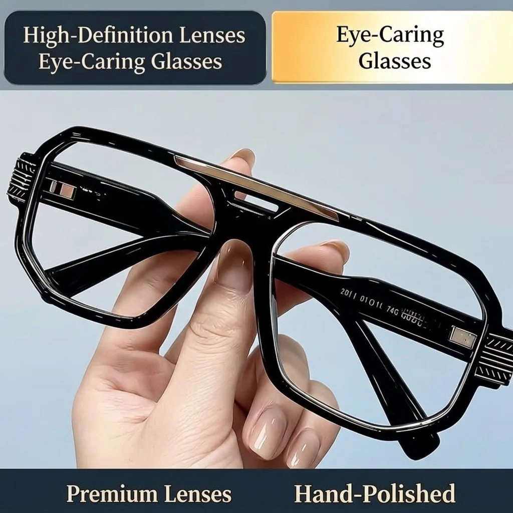2 pairs of high-end double-bridge large-frame anti-blue light reading glasses, stylish and trendy design, an excellent gift for family and friends, ideal for reading, office work, sewing, and delicate tasks