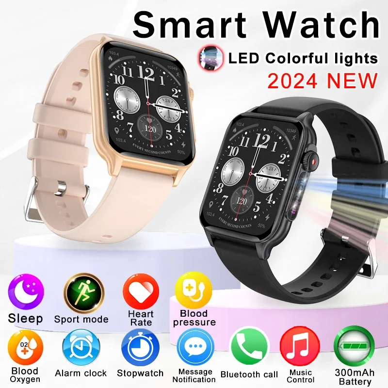 

New Colorful Breathing Men Bluetooth Call Smart Watch 1.96"Large Screen Health Monitoring Fitness Sport Tracker Woman Smartwatch