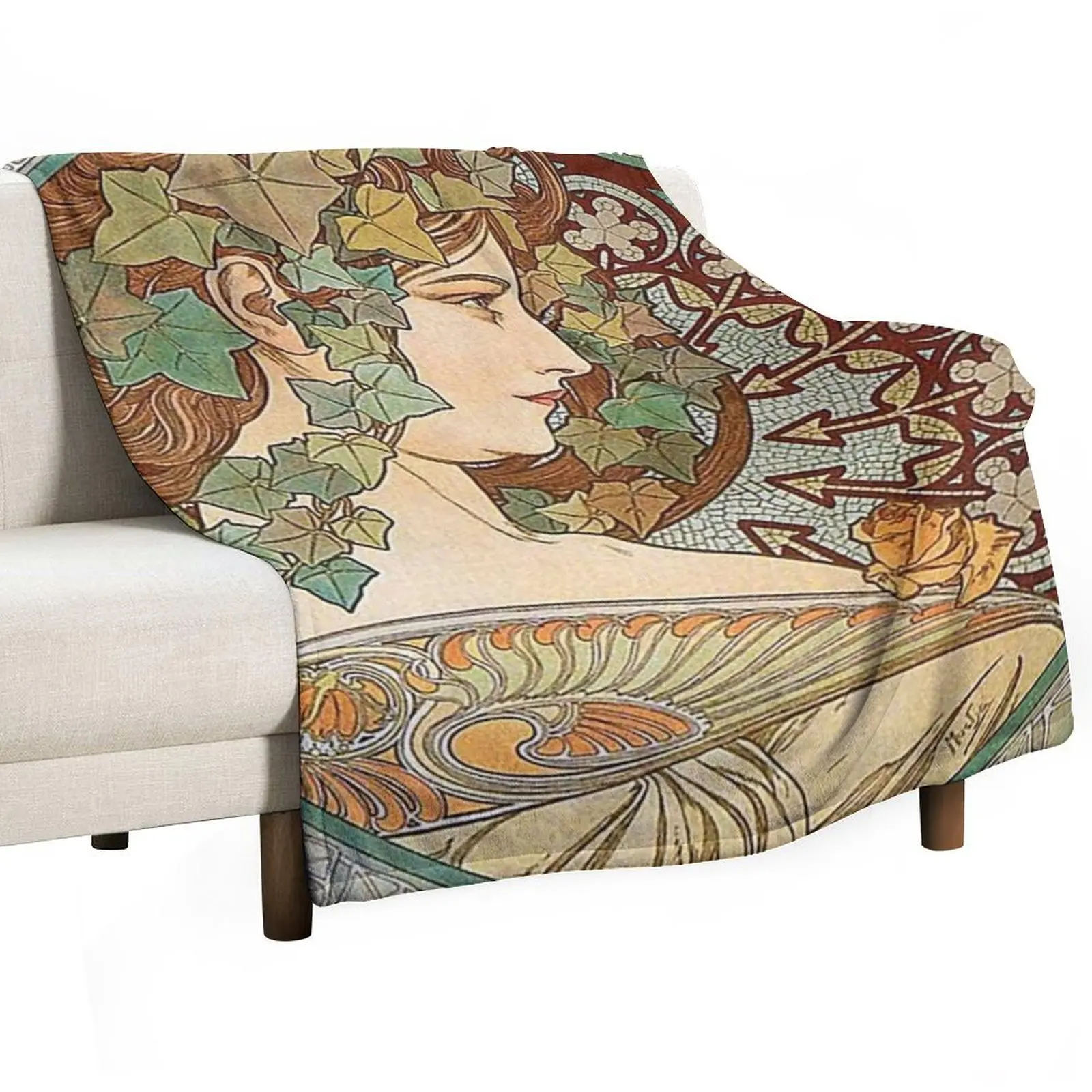 

Laurel - Alphonse Mucha- 1901 Throw Blanket Personalized Gift Blankets For Bed Baby Furry Blankets